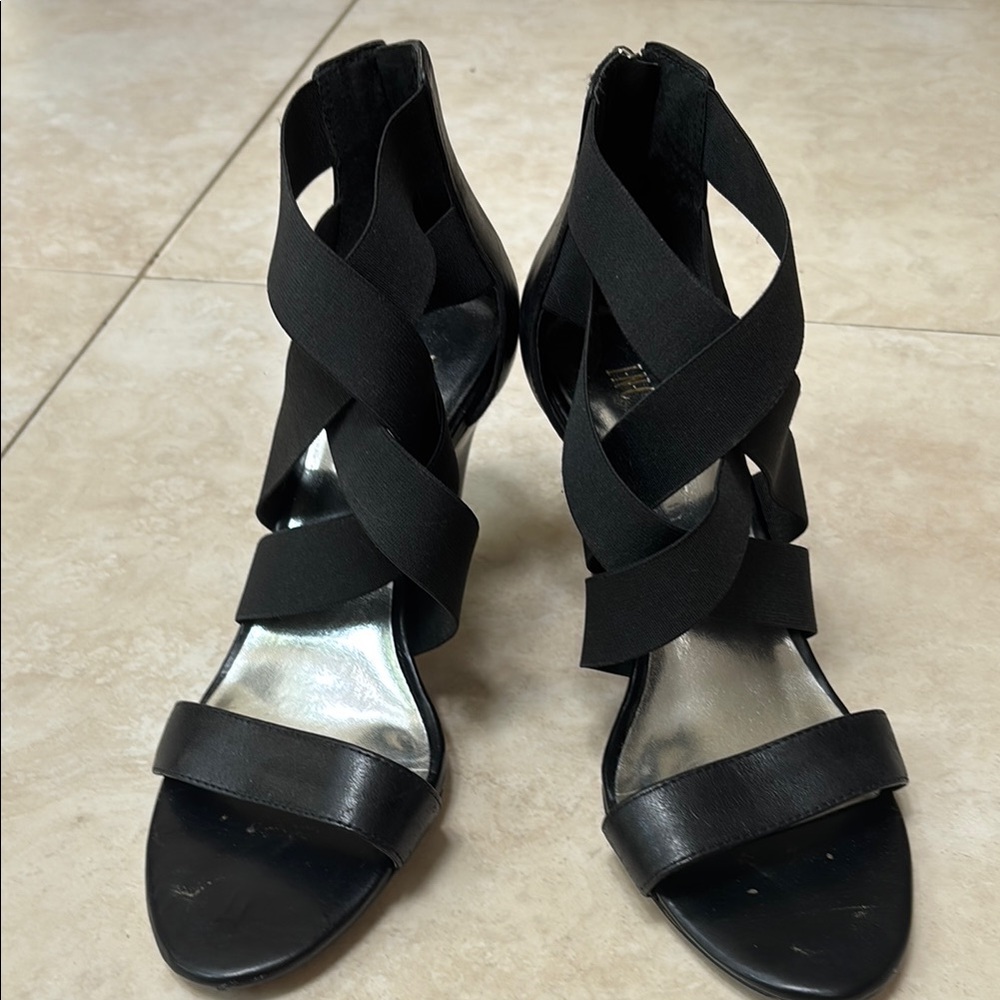 INC International Concepts Black Crisscross Heels